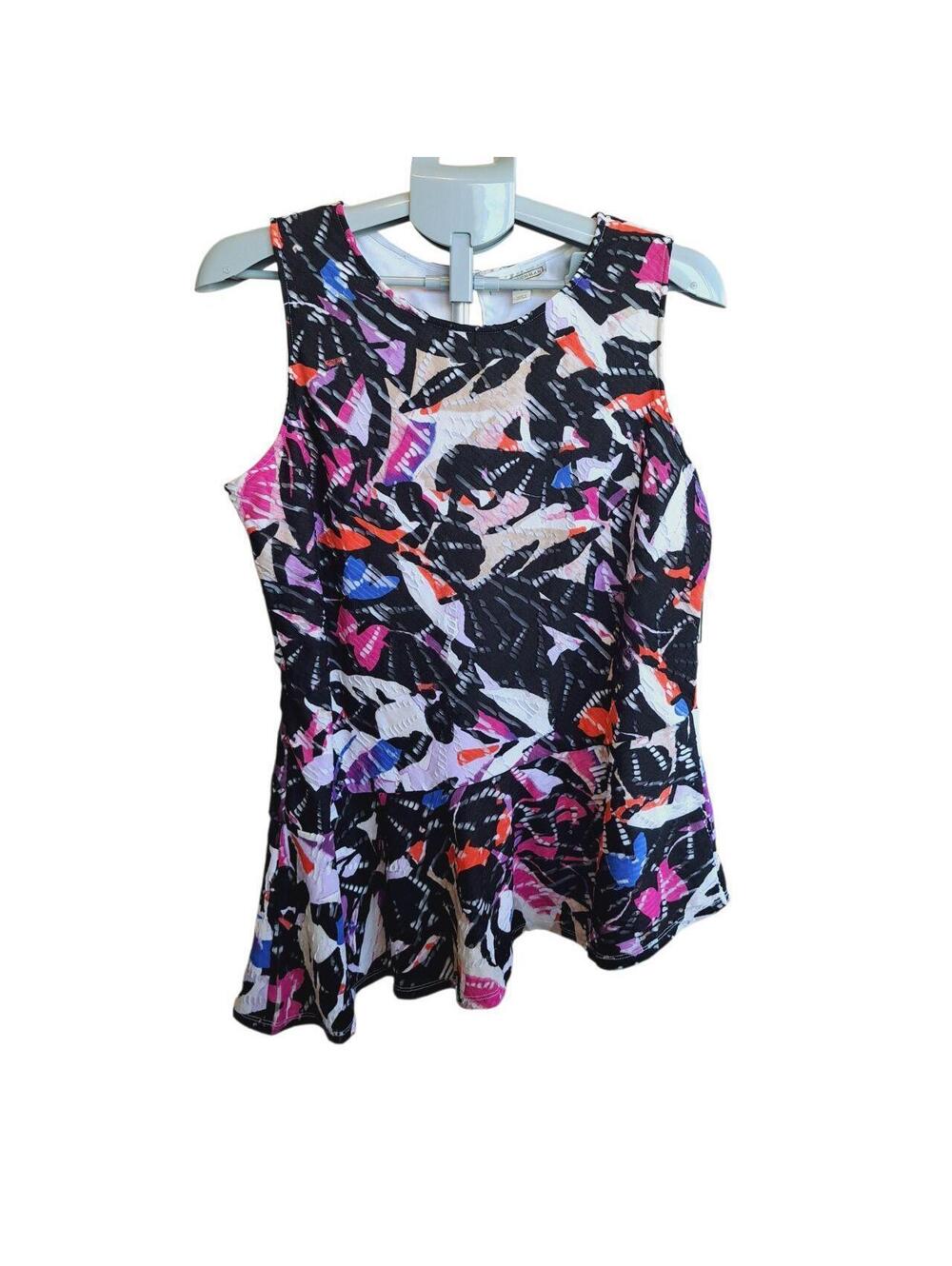 Dana Buchman Abstract Modern Print Sleeveless Asymmetrical Business Casual Large